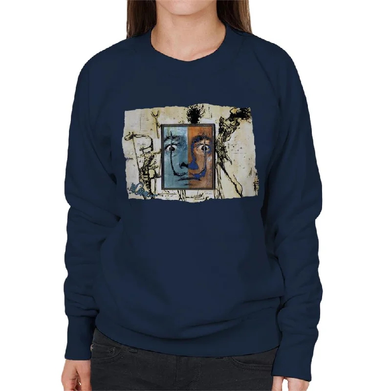 Sidney Maurer Original Portrait Of Surrealist Salvador Dali Women's Sweatshirt Hoodie with Neon Bright Vibrant