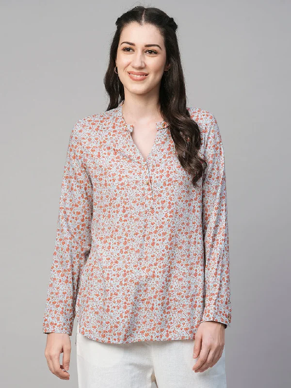 Women's Blue Viscose Regular Fit Blouse Cotton Casual Blouse