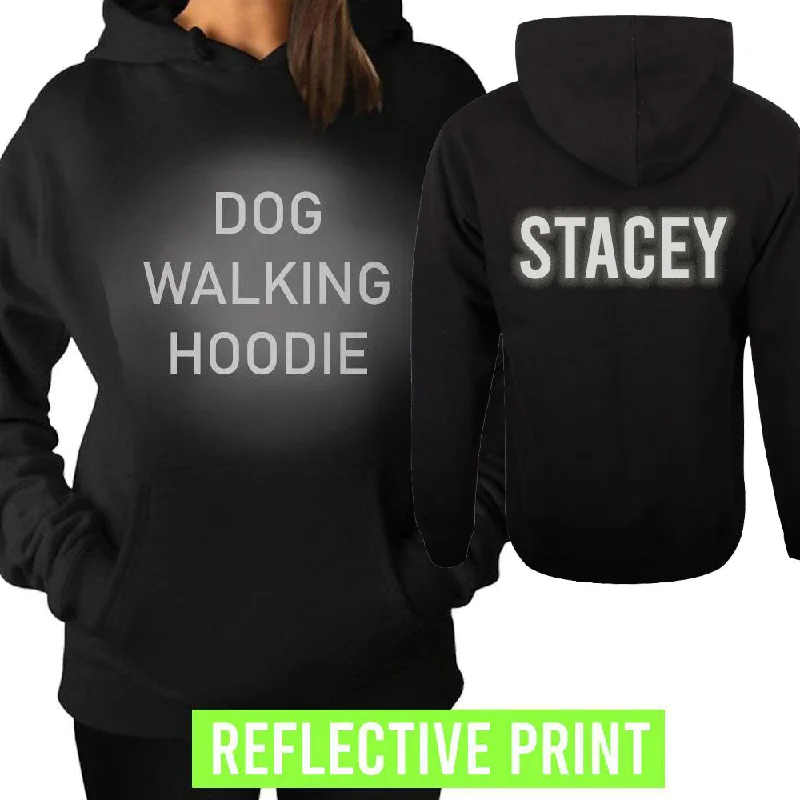 Personalised Reflective Print Dog Walking Hoodie (MRK X) Hoodie with Metallic Shiny Futuristic