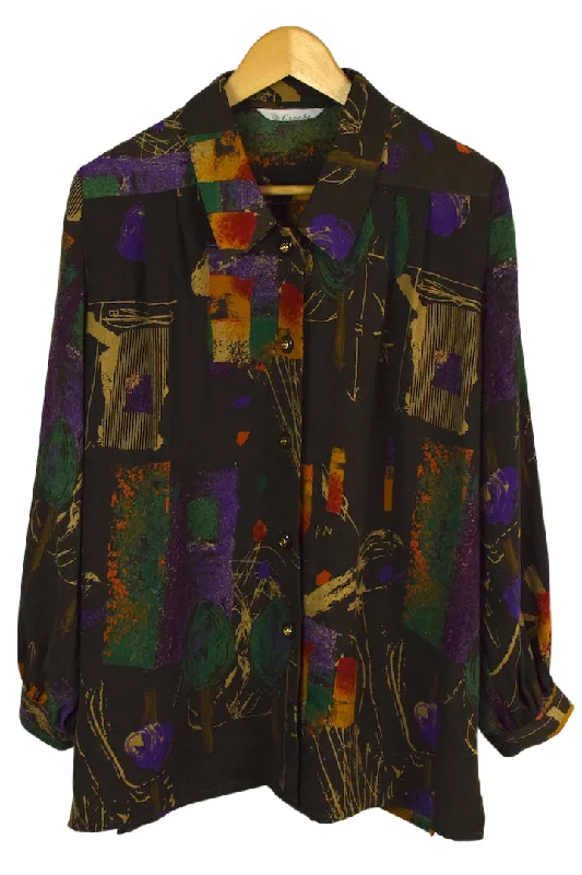 Crooke Brand Abstract Print Blouse Elegant Peplum Blouse