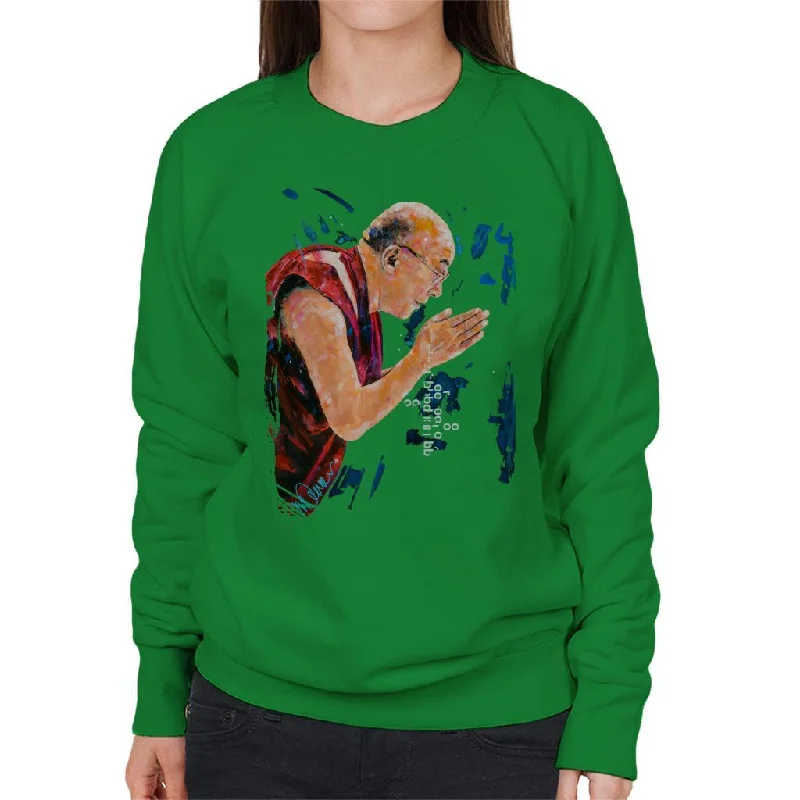 Sidney Maurer Original Portrait Of The Dalai Lama Women's Sweatshirt Hoodie with Longline Fit Extended Stylish