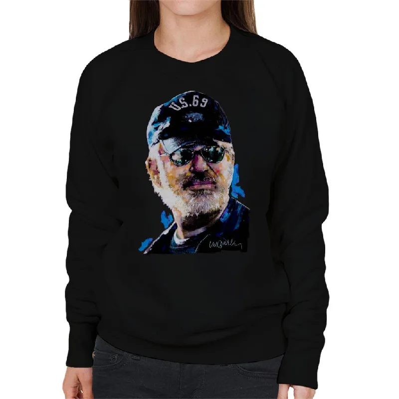 Sidney Maurer Original Portrait Of Steven Spielberg Baseball Cap Glasses Women's Sweatshirt Hoodie with Drop Shoulder Relaxed Streetwear