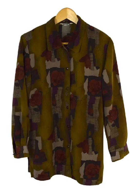 Abstract Print Blouse Sheer Sleeve Blouse