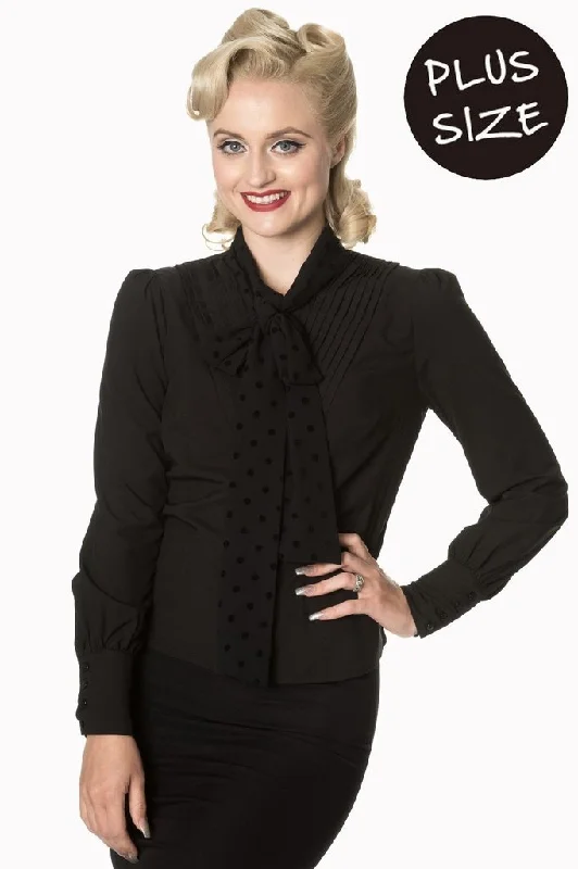 Sent With Love Tie Neck Plus Size Blouse Elegant Embroidery Blouse