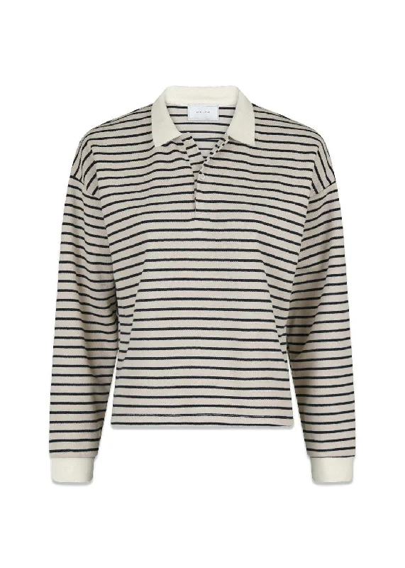 Sara Stripe Polo Blouse - Sand Chic Wrap Blouse