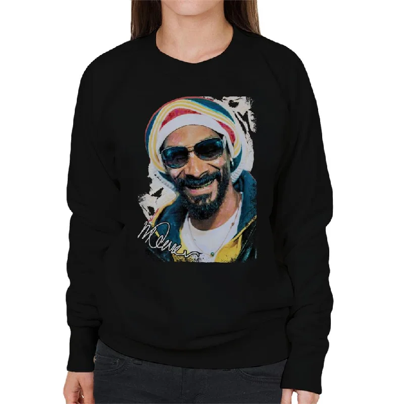 Sidney Maurer Original Portrait Of Snoop Dogg Gold Grill Women's Sweatshirt Hoodie with Raglan Sleeves Sporty Comfortable