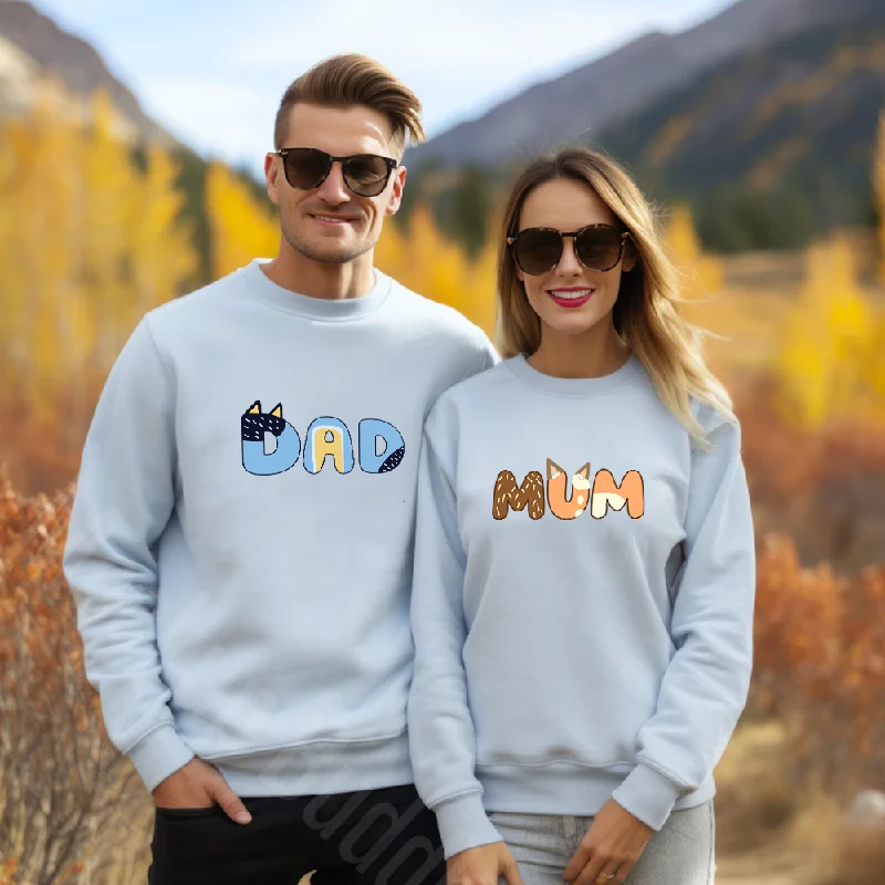 Puppy Dog Parents Parents- Mum & Dad Sweatshirts Hoodie with Batwing Sleeves Loose Dramatic