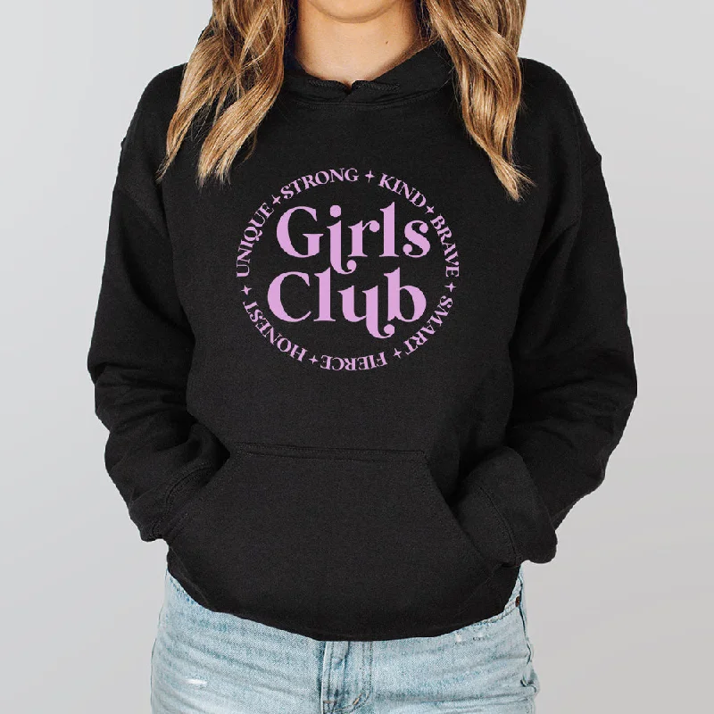 Girls Club Circle Black Hoodie Hoodie with Camouflage Military Edgy