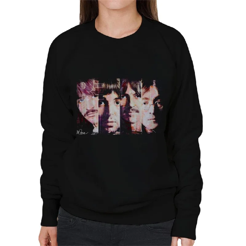 Sidney Maurer Original Portrait Of The Beatles Revolution Women's Sweatshirt Hoodie with Ribbed Hem Stretchable Secure