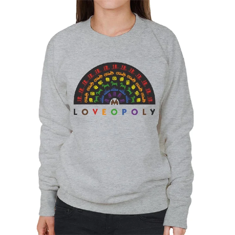 Monopoly Loveopoly Rainbow Character Tokens Women's Sweatshirt Hoodie with Mesh Breathable Sporty