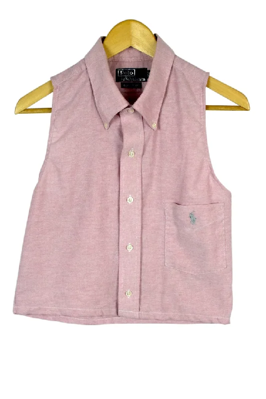 Reworked Ralph Lauren Brand Crop Blouse Vintage Polka Blouse