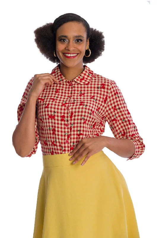 Cherry Amore Blouse Stretchy Fitted Blouse