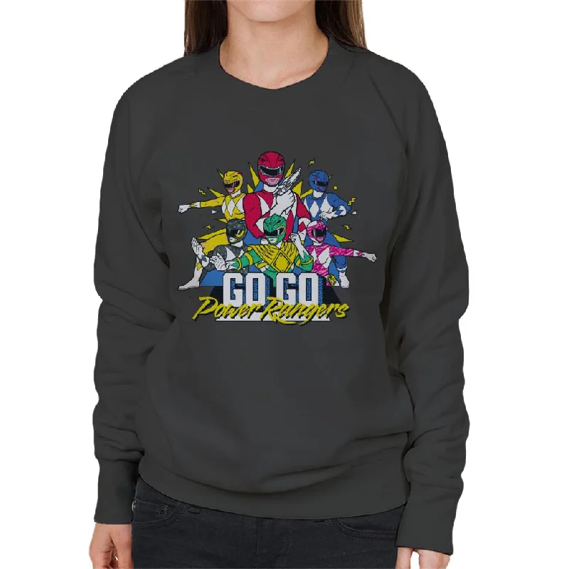Power Rangers Go Go Retro 90s Women's Sweatshirt Hoodie with Zipper Placket Modern Functional