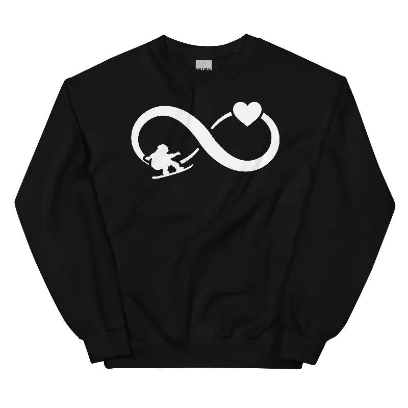 Infinity Heart and Snowboarding - Sweatshirt (Unisex) Hoodie with Hidden Zipper Minimalist Clean