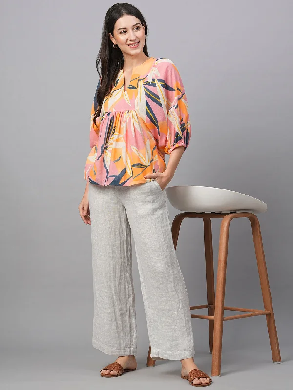 Women's Natural Cotton Flax Regular Fit Blouse Elegant Silk Blouse