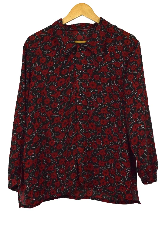 Reworked Floral Blouse Embellished Collar Blouse