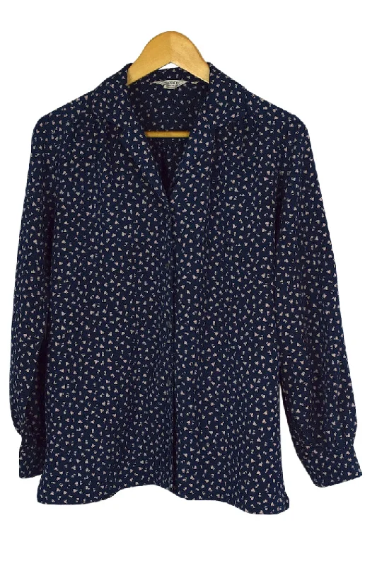 Blue Floral Print Blouse Loose Fit Blouse