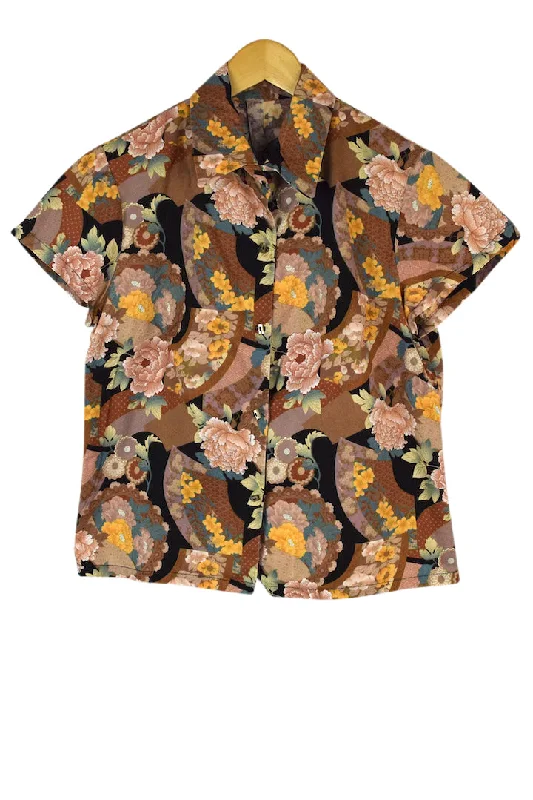 Reworked Floral Print Blouse Gathered Detail Blouse