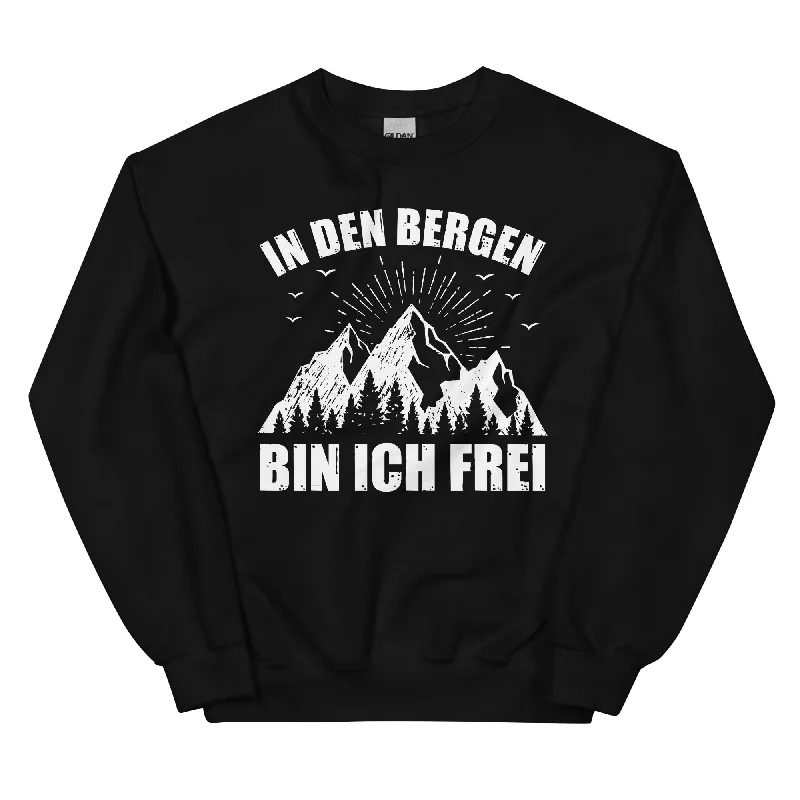 In Den Bergen Bin Ich Frei - Sweatshirt (Unisex) Hoodie with Bell Sleeves Flared Feminine