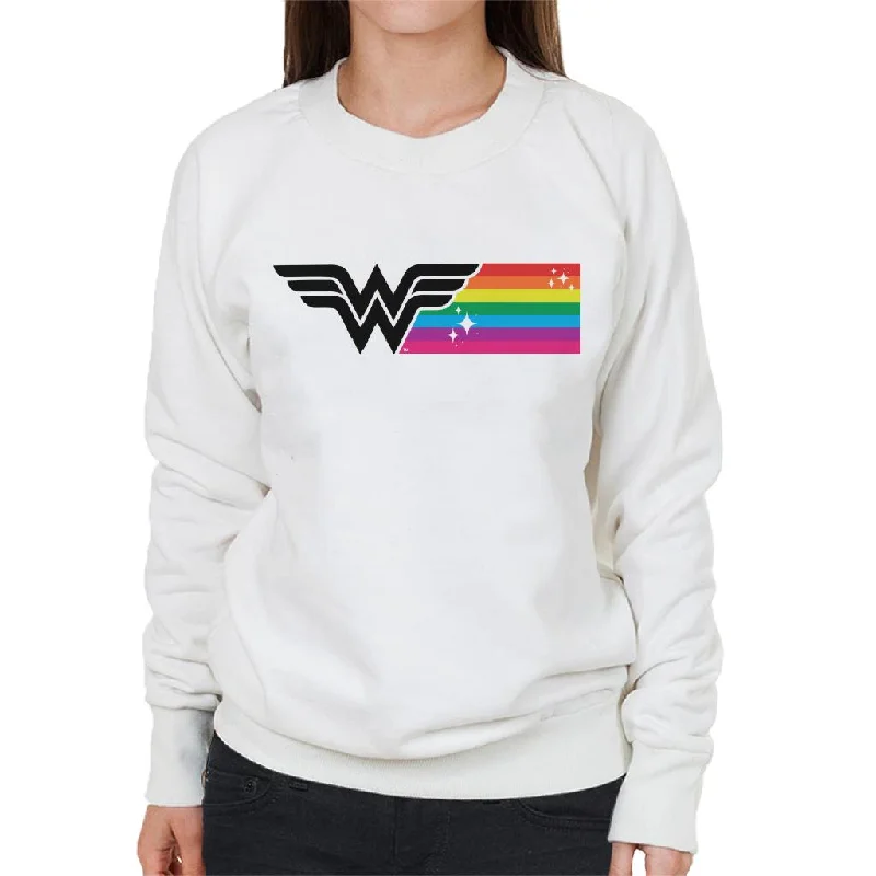 Wonder Woman Black Logo Rainbow Women's Sweatshirt Hoodie with Toggle Buttons Decorative Unique
