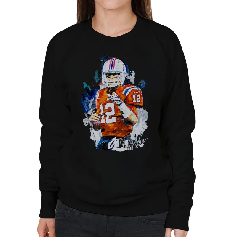 Sidney Maurer Original Portrait Of Tom Brady Patriots Women's Sweatshirt Hoodie with Hem Drawcord Adjustable Customizable