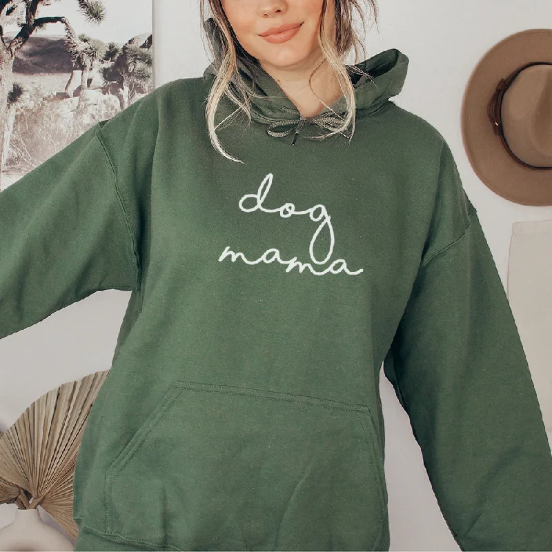 Dog Mama Retro Script Hoodie Hoodie with Lace Feminine Delicate