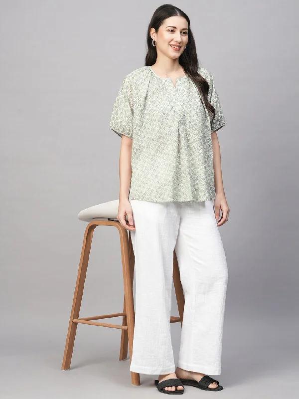 Women's White Cotton Regular Fit Blouse Casual Button Blouse