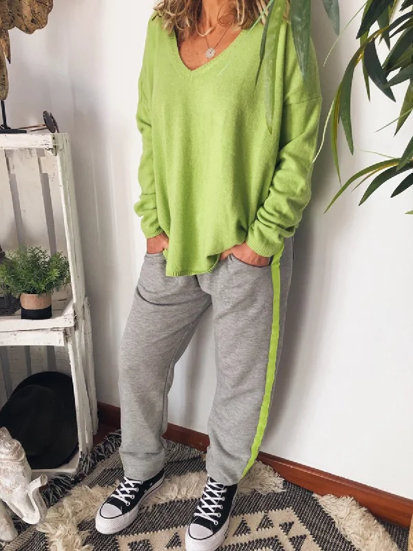 Casual Jogging Trousers V Neck Blouse Set Women's Suit Textured Cotton Blouse