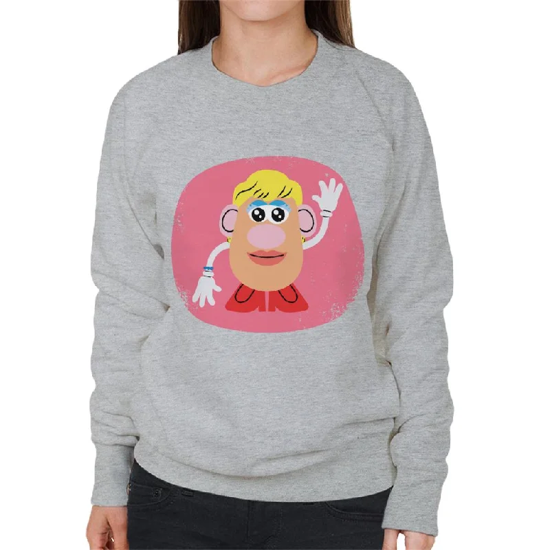 Mrs Potato Head Waving Women's Sweatshirt Hoodie with High Neck Warm Protective