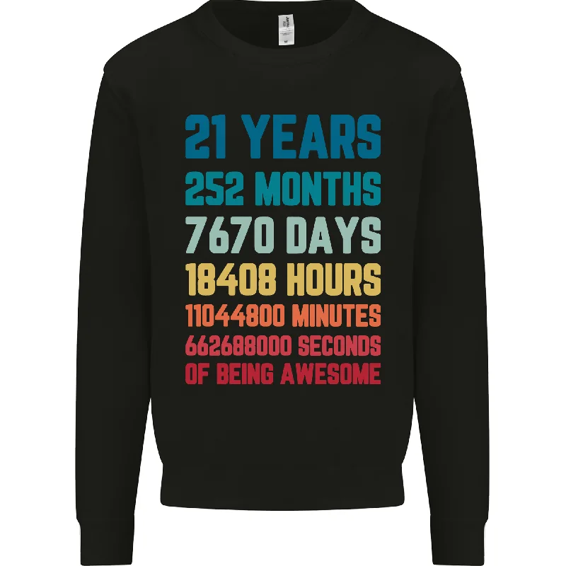 21st Birthday 21 Year Old Mens Sweatshirt Jumper Hoodie with Crew Neck Simple Timeless