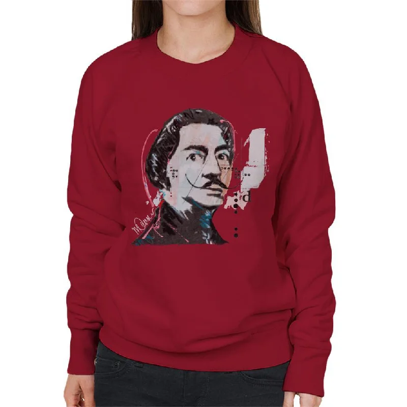 Sidney Maurer Original Portrait Of Salvador Dali Women's Sweatshirt Hoodie with Hem Drawcord Adjustable Customizable