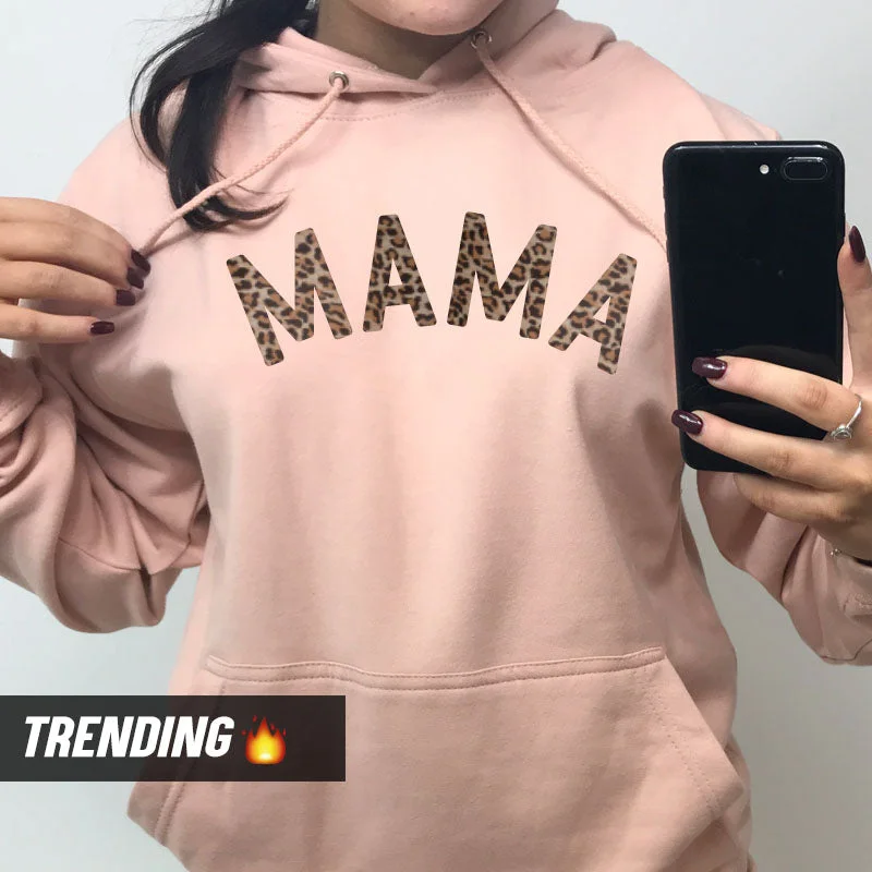 Mama Leopard Hoodie 00 (MRK X) Hoodie with Turtle Neck Cozy Winter