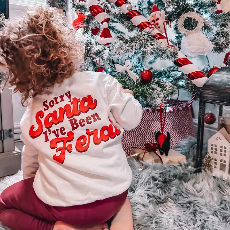 Sorry Santa, I've Been Feral Sweatshirts Hoodie with Tied Waist Feminine Flattering