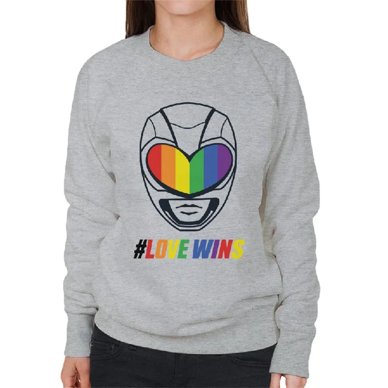 Power Rangers Love Wins Rainbow Visor Women's Sweatshirt Hoodie with Hem Elastic Stretchable Comfortable