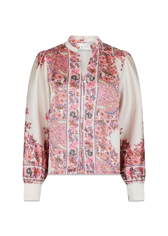 Massima Paisley Border Blouse - Light Pink Chic Square Blouse