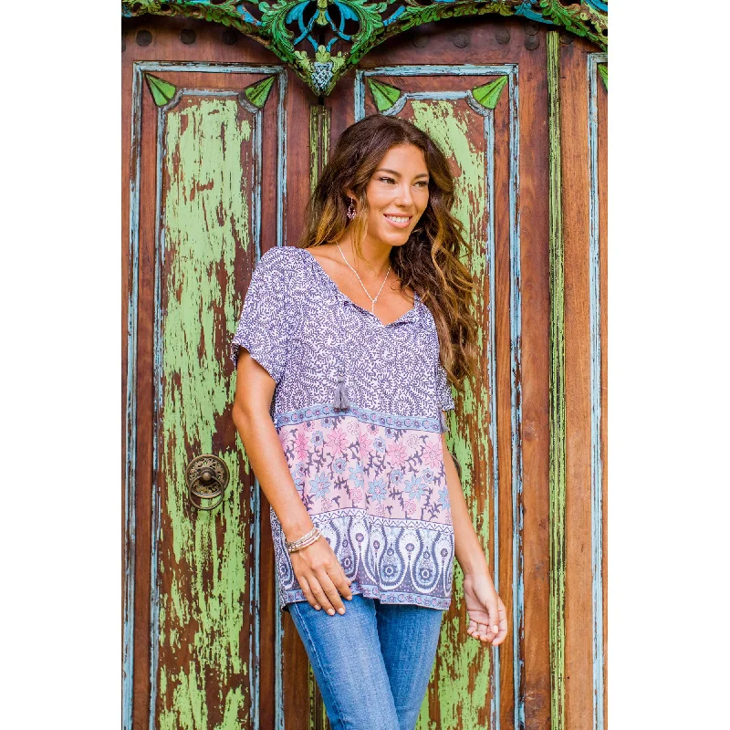 Flowering Dreams Multicolored Rayon Blouse Floral Chiffon Blouse