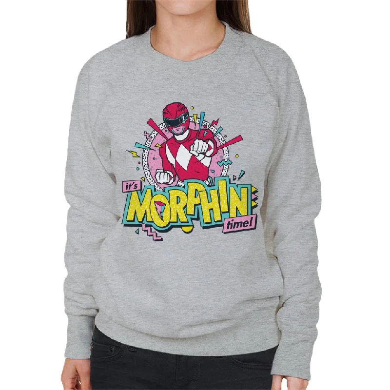 Power Rangers Its Morphin Time Retro Women's Sweatshirt Hoodie with Longline Fit Extended Stylish