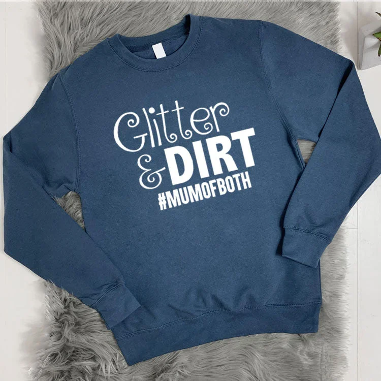 Glitter and Dirt Crew Sweatshirt (MRK X) Hoodie with Snap Buttons Easy Quick