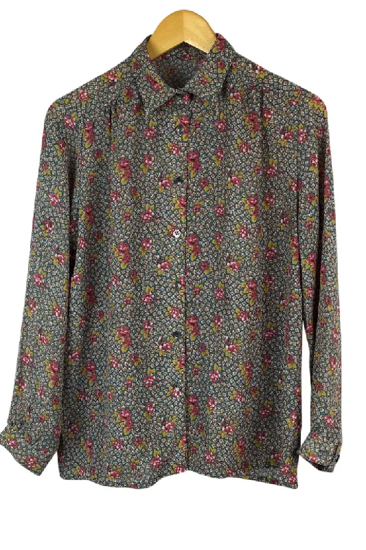 Reworked Floral Print Blouse Playful Puff Blouse
