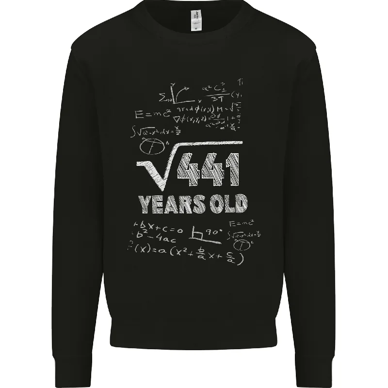 21st Birthday 21 Year Old Geek Funny Maths Mens Sweatshirt Jumper Hoodie with Hem Frayed Vintage Worn