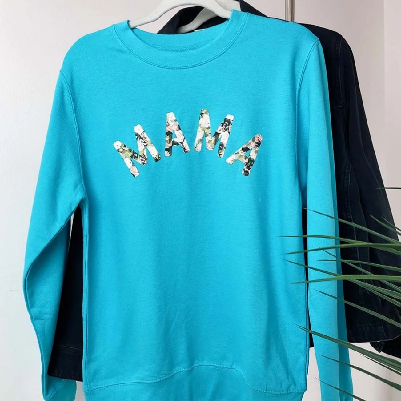 Mama Floral Print Sweatshirt Hoodie with Drawcord Adjustable Secure