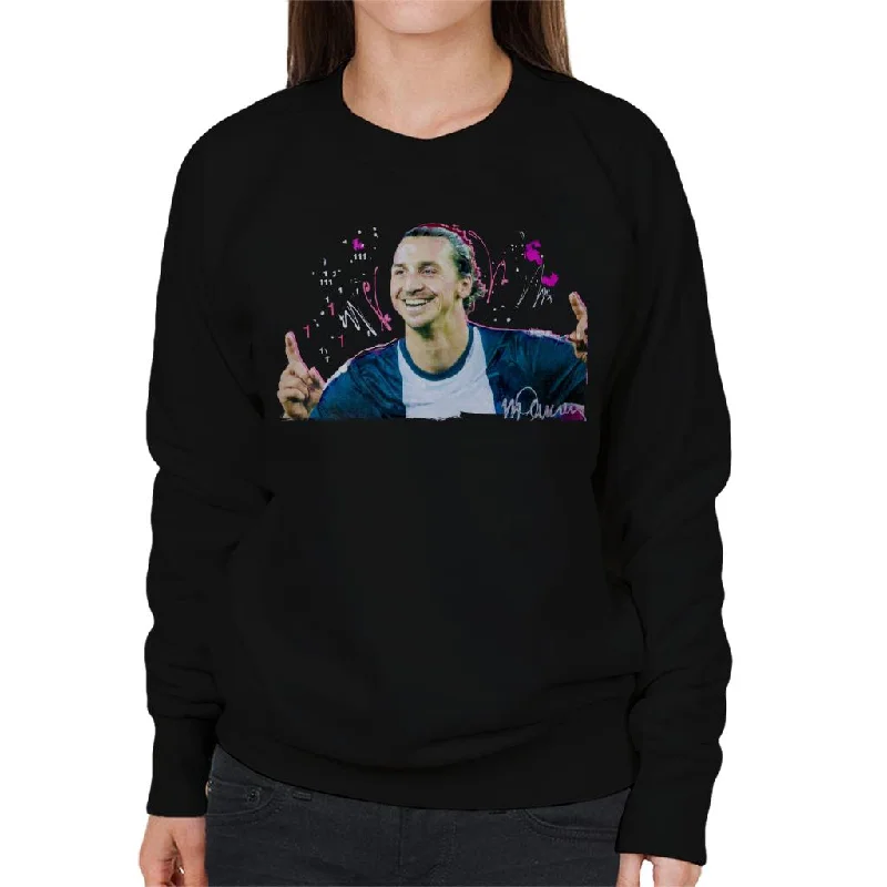 Sidney Maurer Original Portrait Of Zlatan Ibrahimovic Pointing Up Women's Sweatshirt Hoodie with Metallic Shiny Futuristic Sidney Maurer Original Portrait Of Zlatan Ibrahimovic Pointing Up Women's Sweatshirt Hoodie with Metallic Shiny Futuristic