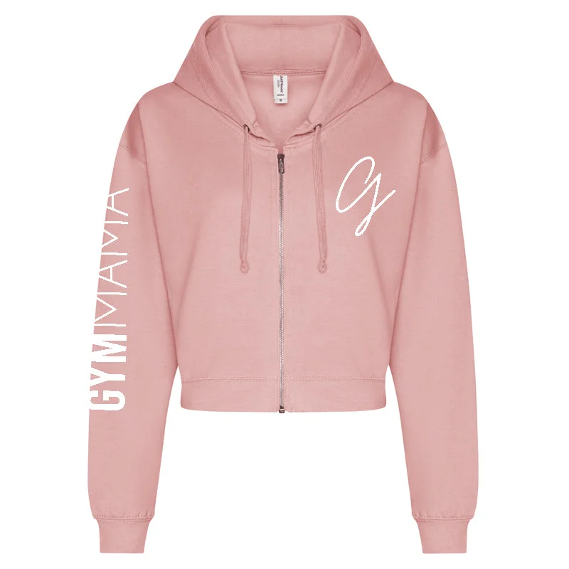Gym Mama Adapt Zipped Crop Hoodie Hoodie with High-Low Hem Asymmetrical Trendy