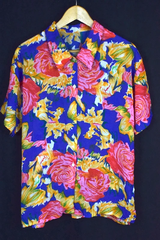 Reworked Floral Print Blouse Elegant Semi-Sheer Blouse