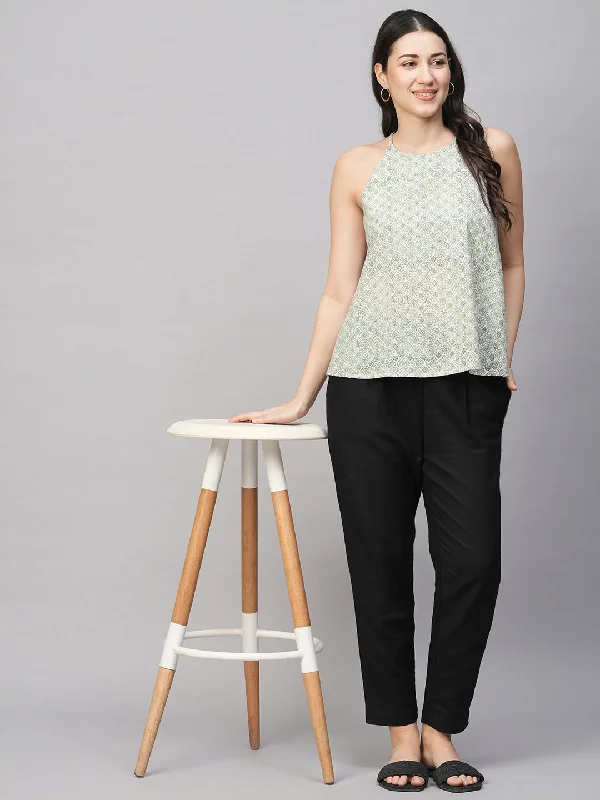 Women's White Cotton Regular Fit Blouse Chic Sleeveless Blouse