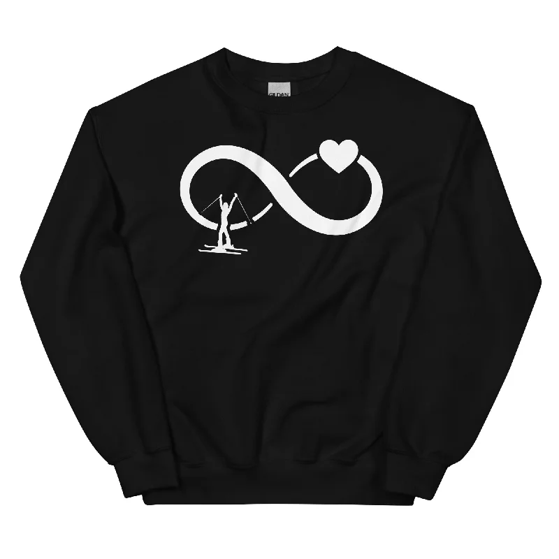 Infinity Heart and Skiing 1 - Sweatshirt (Unisex) Hoodie with Belted Waist Structured Tailored