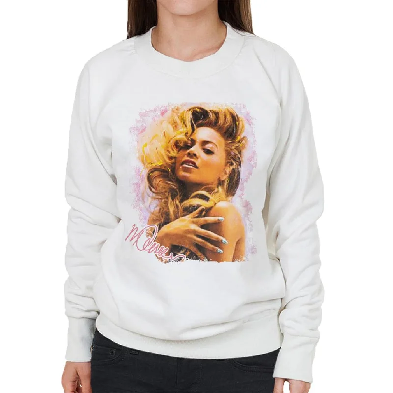 Sidney Maurer Original Portrait Of Singer Beyonce Shiny Nails Women's Sweatshirt Hoodie with Applique Textured Unique