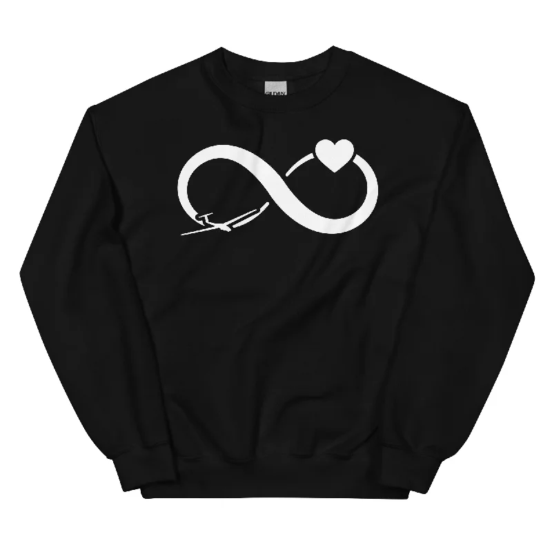 Infinity Heart and Sailplane - Sweatshirt (Unisex) Hoodie with Hem Lace Feminine Delicate