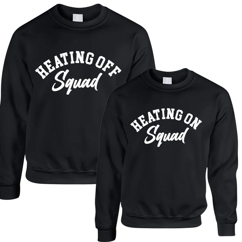 Heating Squad Matching Black Sweatshirts Hoodie with Hem Elastic Stretchable Comfortable