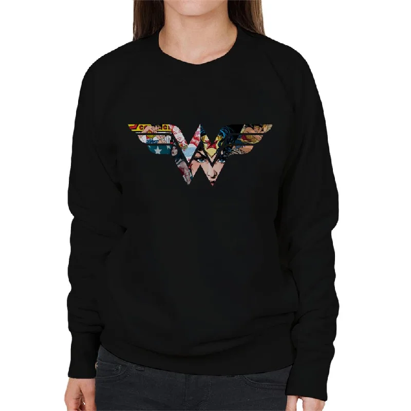 Wonder Woman Logo Montage Women's Sweatshirt Hoodie with Turtle Neck Cozy Winter
